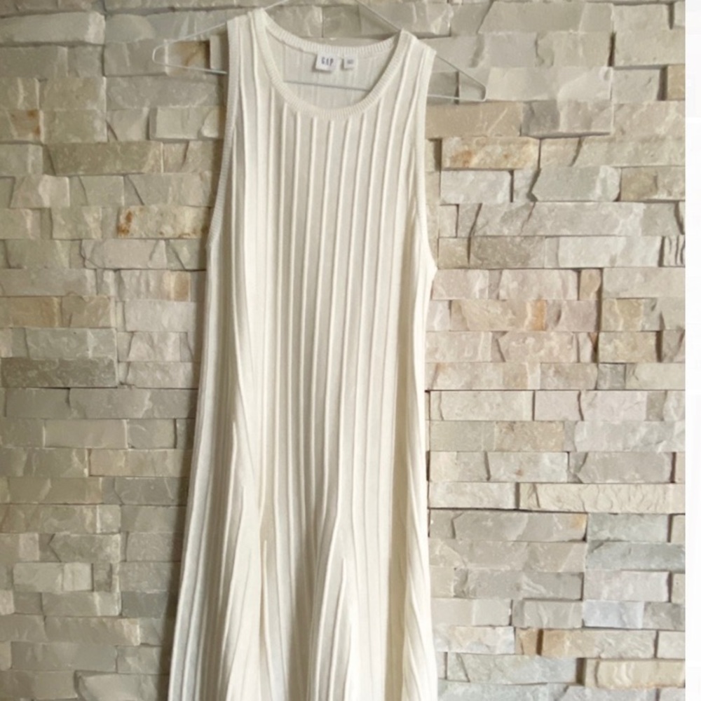White Ribbed Sleeveless Dress - Gap XS - NEW